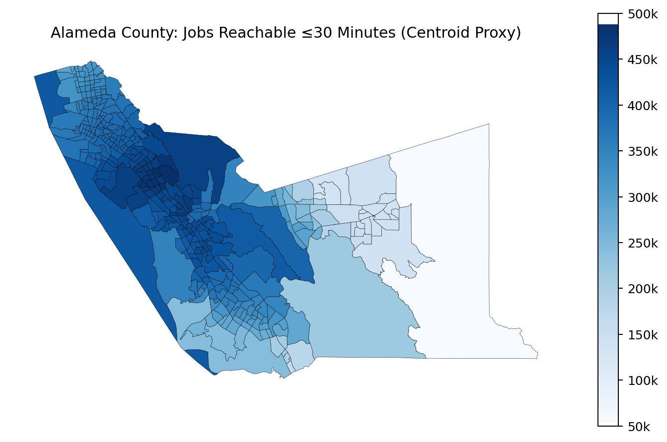Proxy 30-minute accessibility map